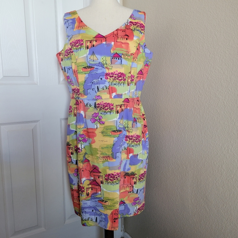 NWT Coldwater Creek Village Print Sheath Dress Size 16